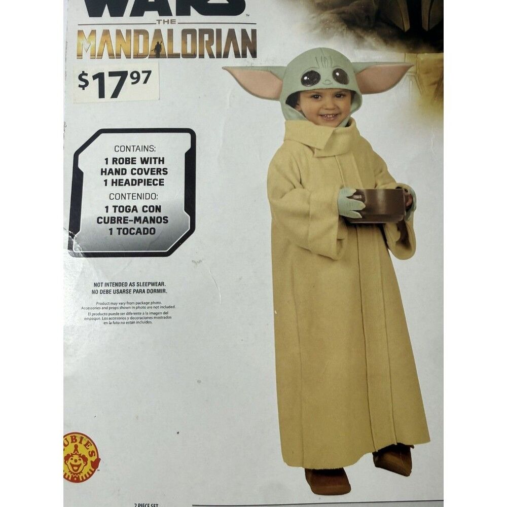 Star Wars Grogu Mandalorian Child Baby Yoda Toddler 3-4T Halloween Costume - Picture 3 of 6